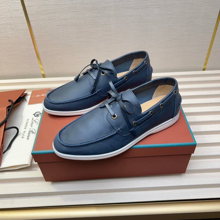 Loro Piana Moccasin Shoes – 2025 Collection in Navy Blue Leather