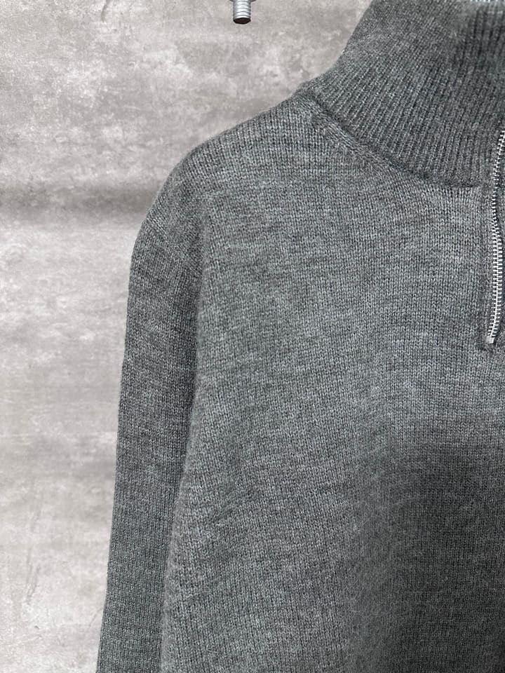 Celine Triomphe Embroidery Half-Zip Sweater – 24FW in Grey Half-zip Sweater
