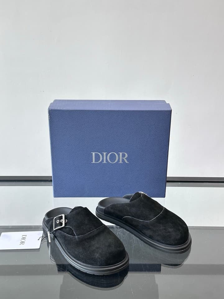 Dior Oblique Closed-Toe Mules in Black