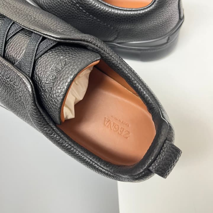 Zegna SECONDSKIN Triple Stitch™ Casual Sneakers in Monochromatic Black
