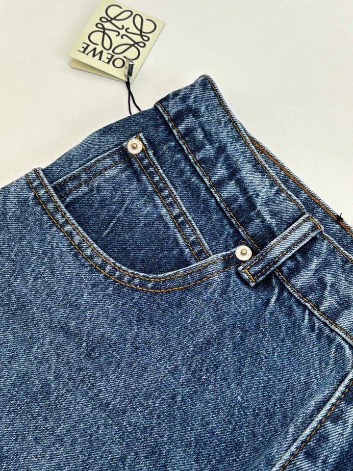 Loewe Anagram Embroidered Washed Distressed Jeans in Washed Black