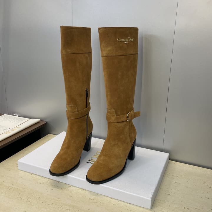 Dior D-Town Punk Chunky Heel Knight Boots – 2025FW in Black Leather
