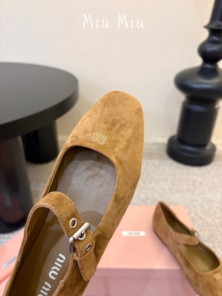 Miu Miu Suede Bow Mary Jane Flats