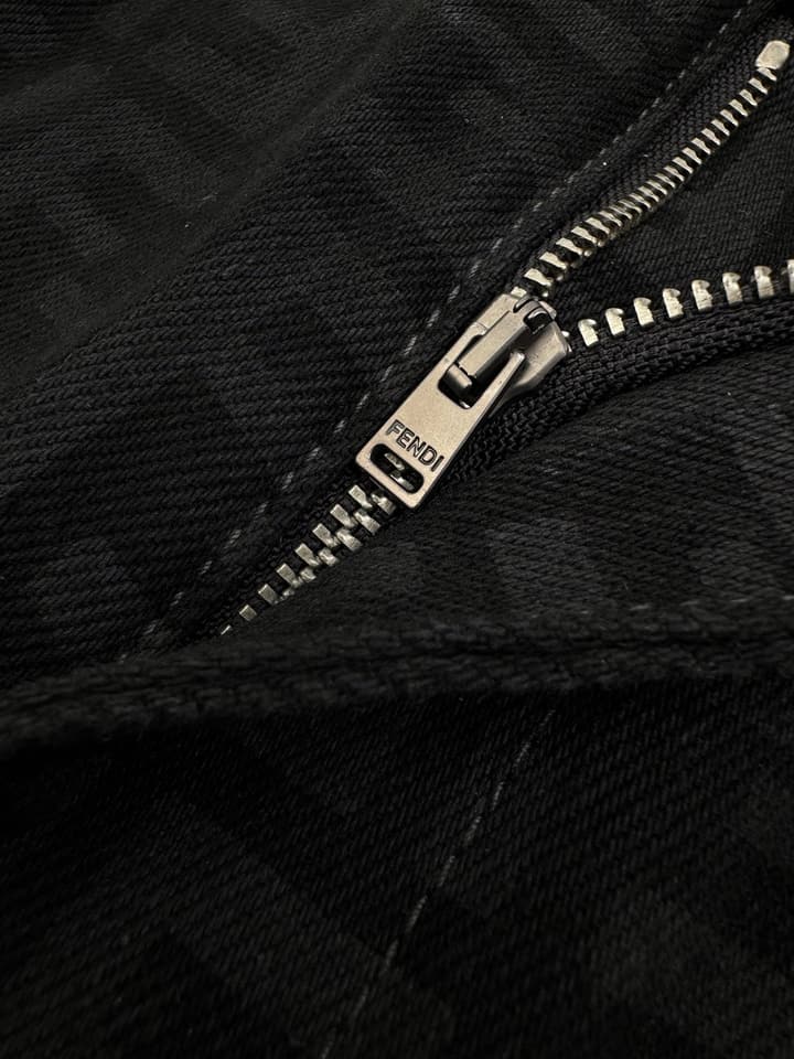 Fendi All-Over FF Monogram Denim Jeans in Black Ff Monogram Denim