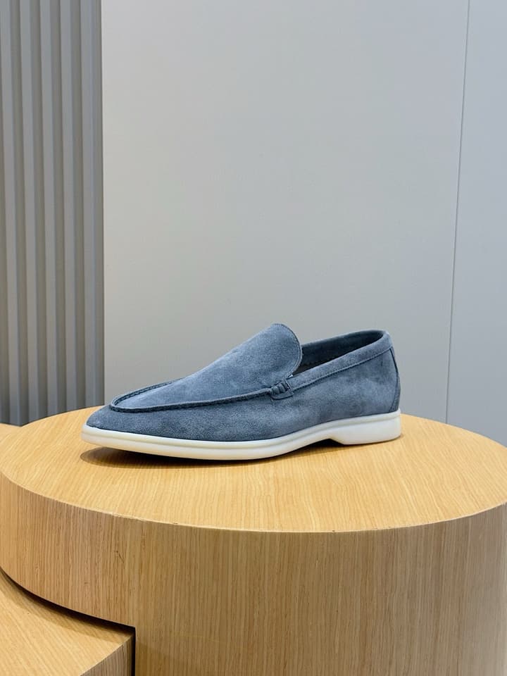 Loro Piana Italian Handmade Suede Loafers in Camel Brown Suede