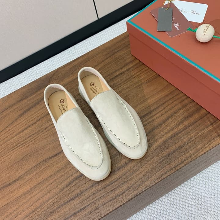 Loro Piana Glossy Cashmere Loafers in Blush Pink Suede