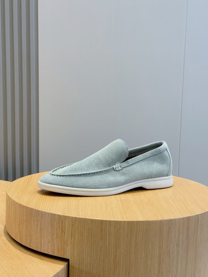 Loro Piana Italian Handmade Suede Loafers in Camel Brown Suede