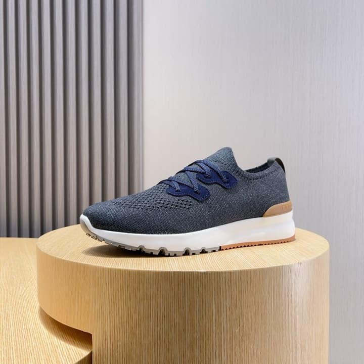 Brunello Cucinelli Men's Flyknit Sneakers – New Collection in Black Smooth