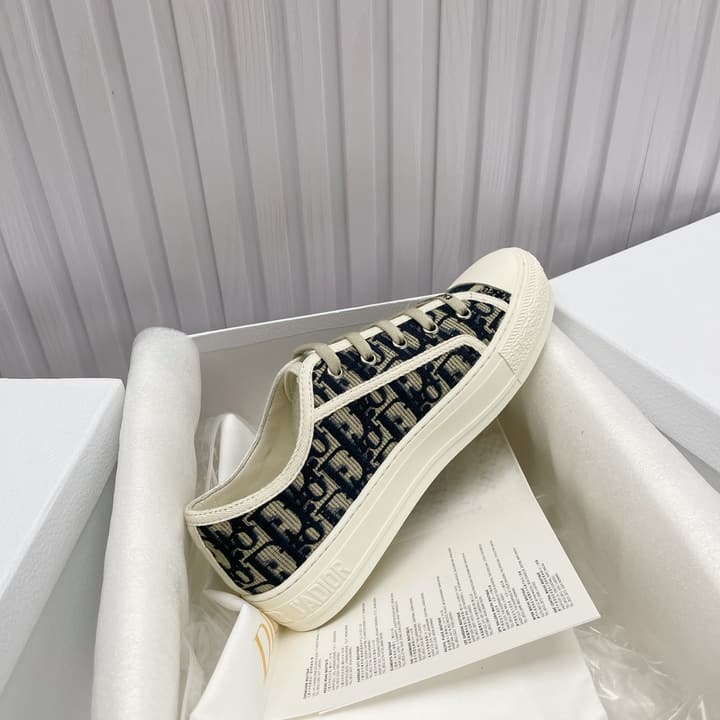 Dior Embroidered Flat Sport Sneakers in Grey Oblique Embroidery
