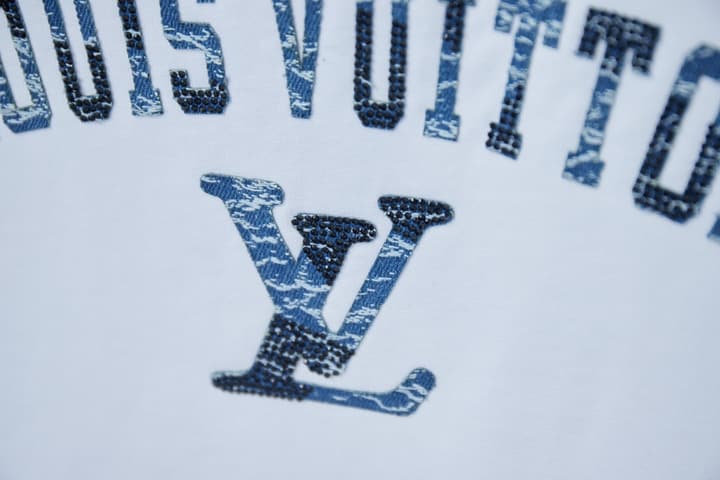 Louis Vuitton Denim Patchwork Rhinestone T-Shirt – 26SS Early Spring Collection in Black