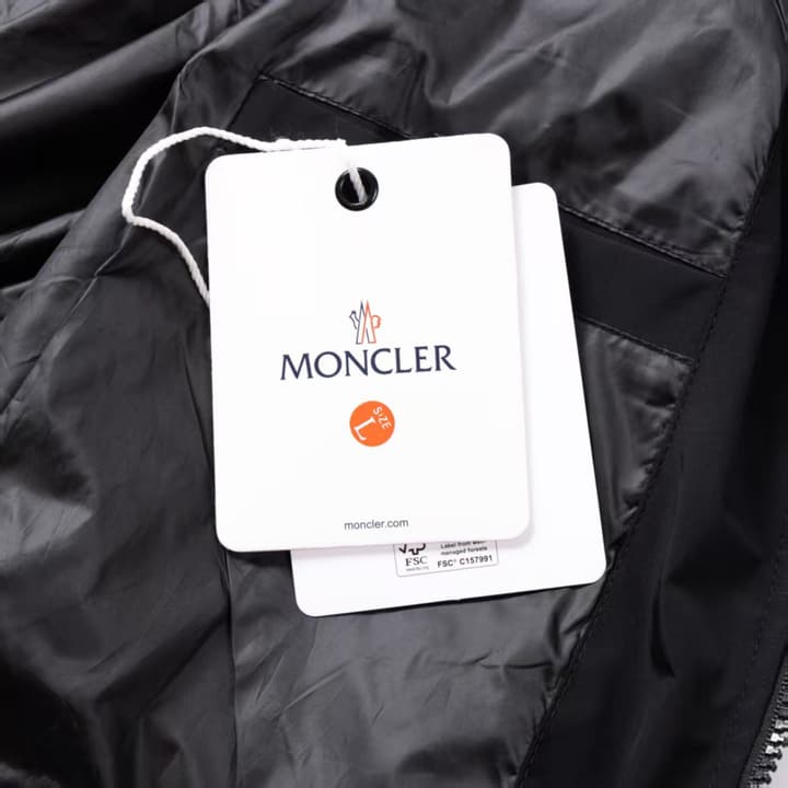 Moncler Classic Maya Hooded Windbreaker Jacket in Solid Black