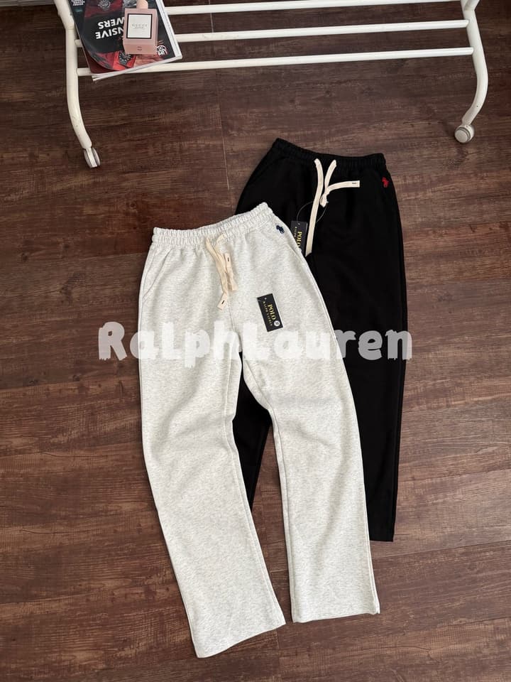Ralph Lauren Cotton Loose Straight Sweatpants – 2025 Autumn Collection in Black