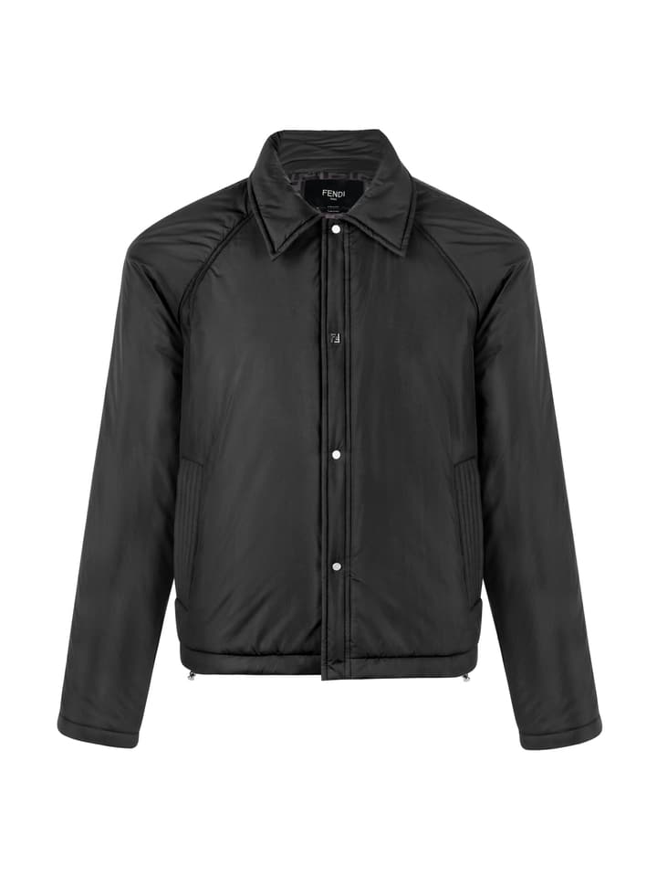 Fendi Collared Gabardine Jacket in Black Gabardine Jacket