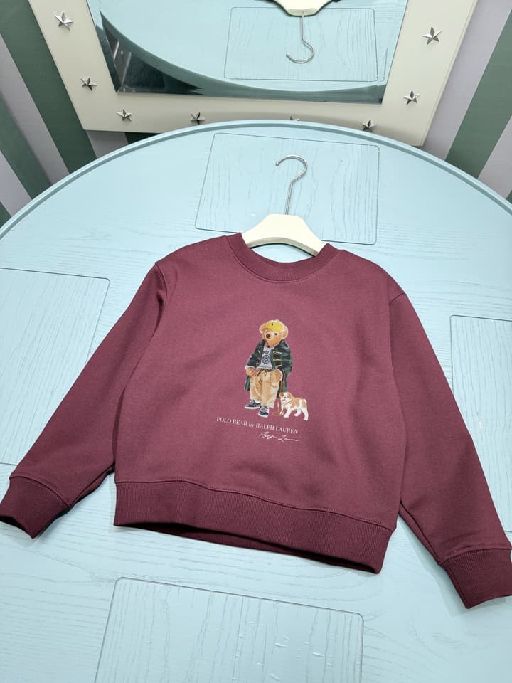 Ralph Lauren Kids Crewneck Sweatshirt – 2025FW – Kids Collection in Maroon Graphic Sweatshirt