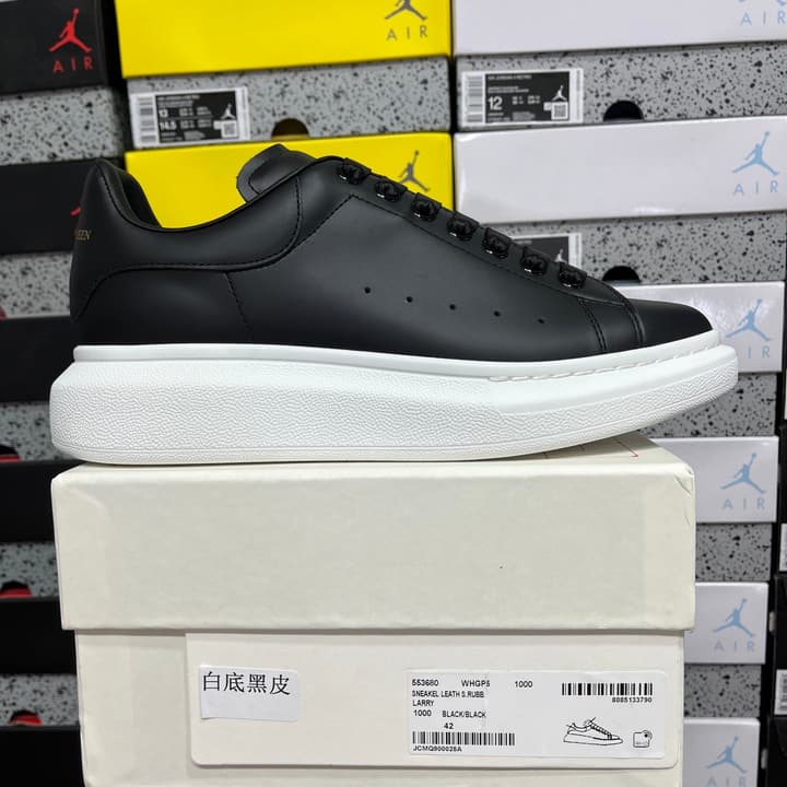 Alexander McQueen Oversized Low-Top Sneakers in All Black With White Sole