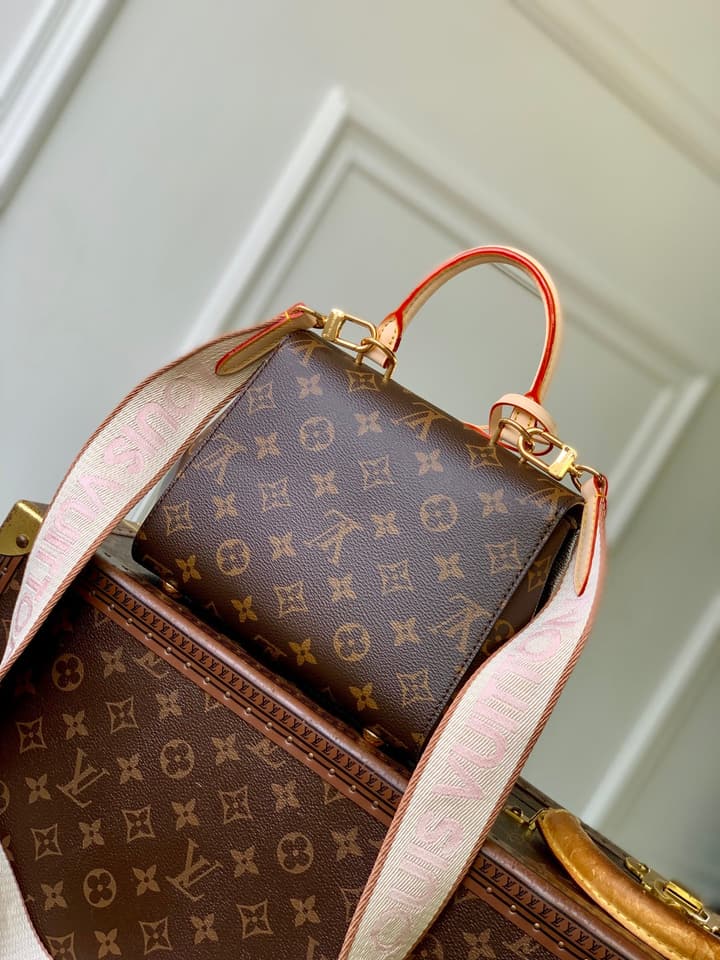 Louis Vuitton Cluny Mini Handbag in Monogram Canvas With Natural Leather Trim
