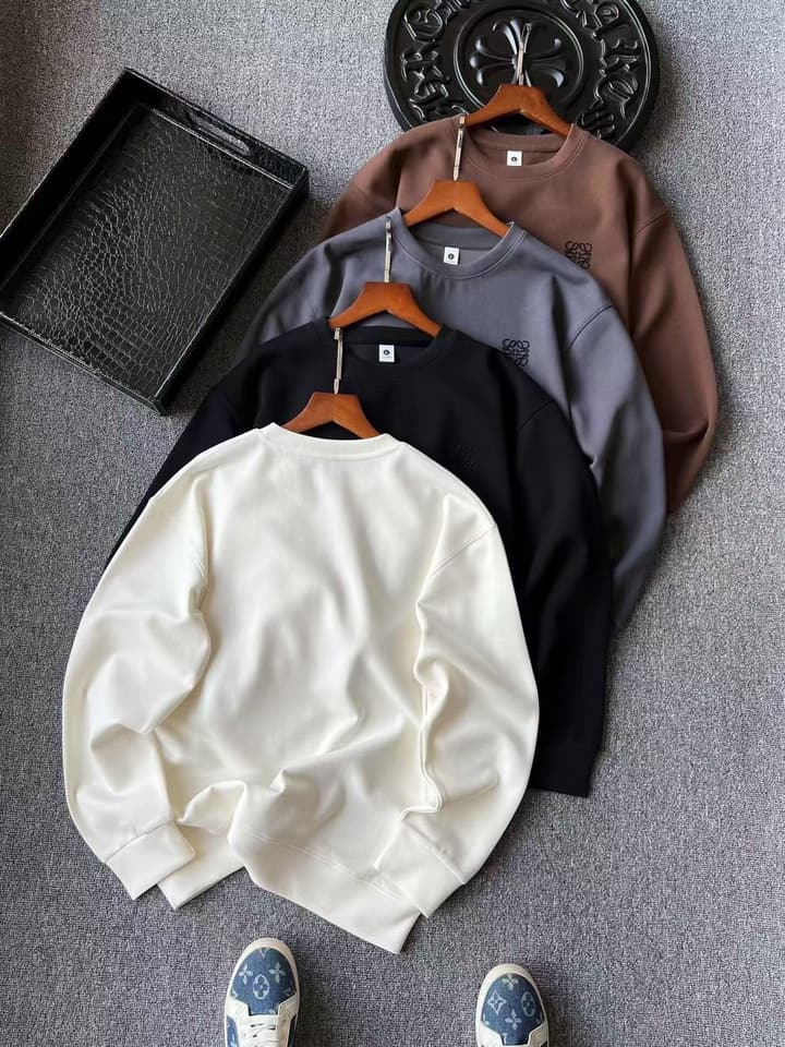 Loewe Air Cotton Round Neck Sweatshirt in Cement Grey