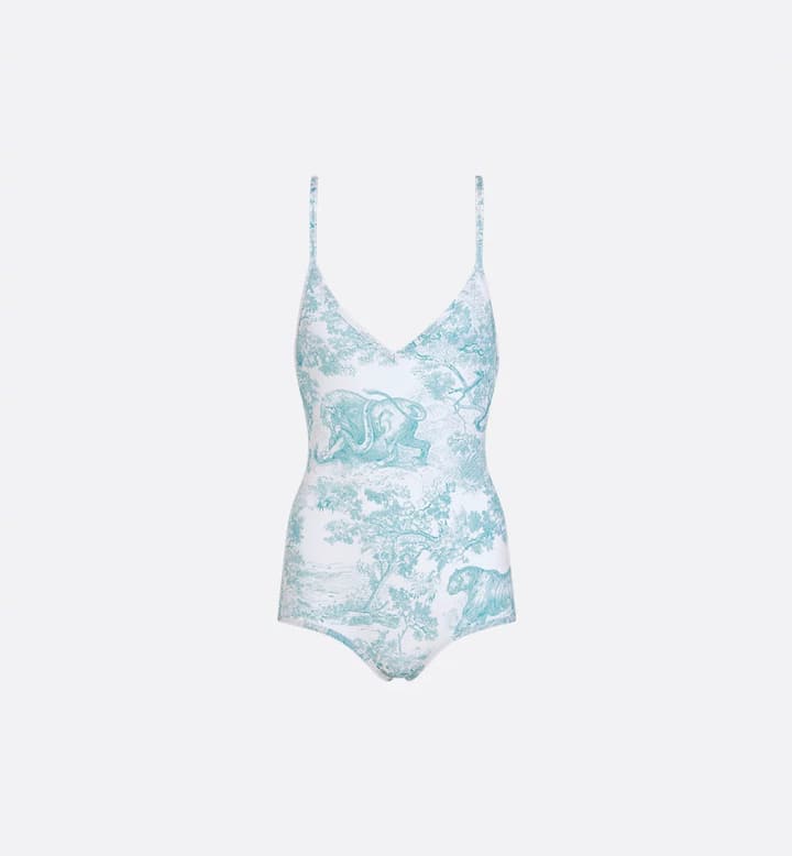 Dior Backless One-Piece Swimsuit in Light Blue Tie-dye Pattern