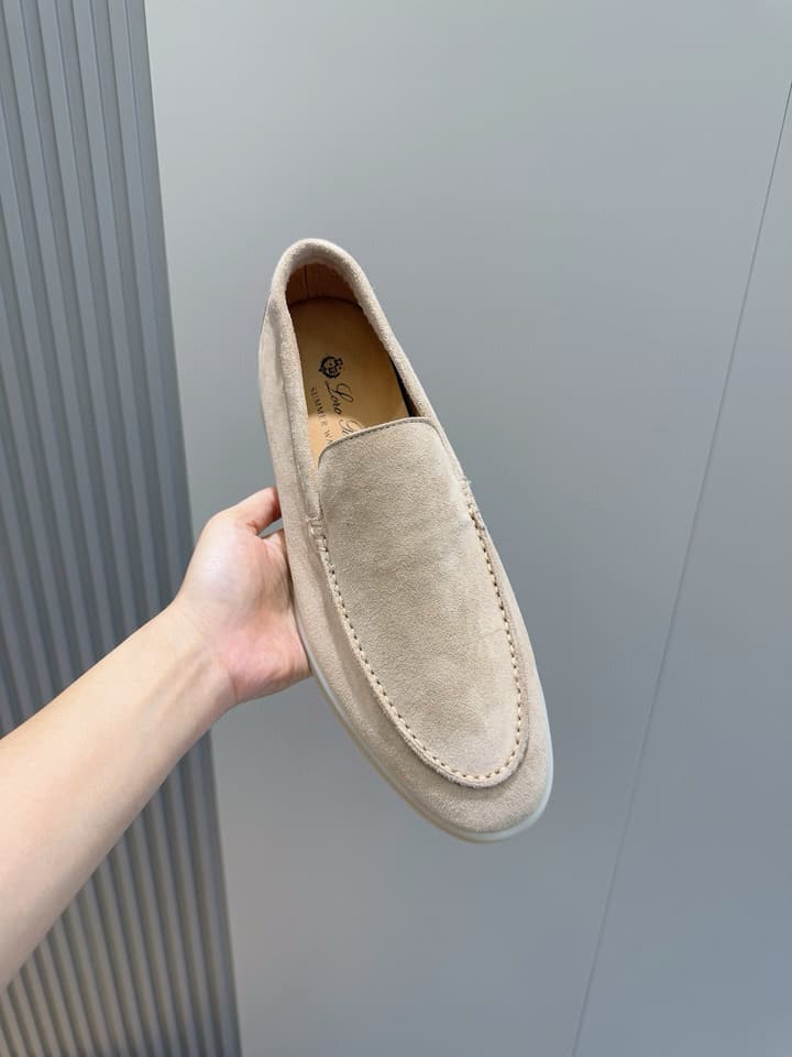 Loro Piana Italian Handmade Suede Loafers in Camel Brown Suede