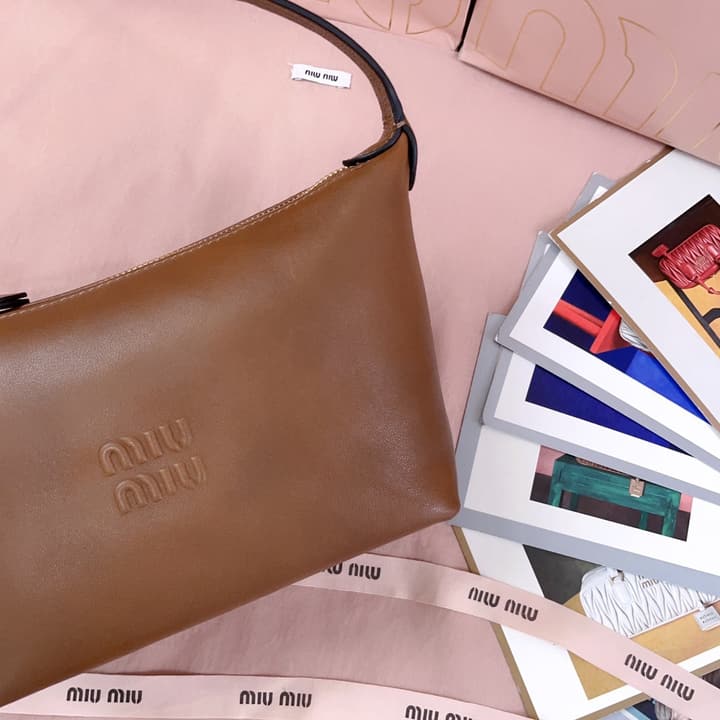 Miu Miu Vintage Sheepskin Lunchbox Bag in Deep Brown