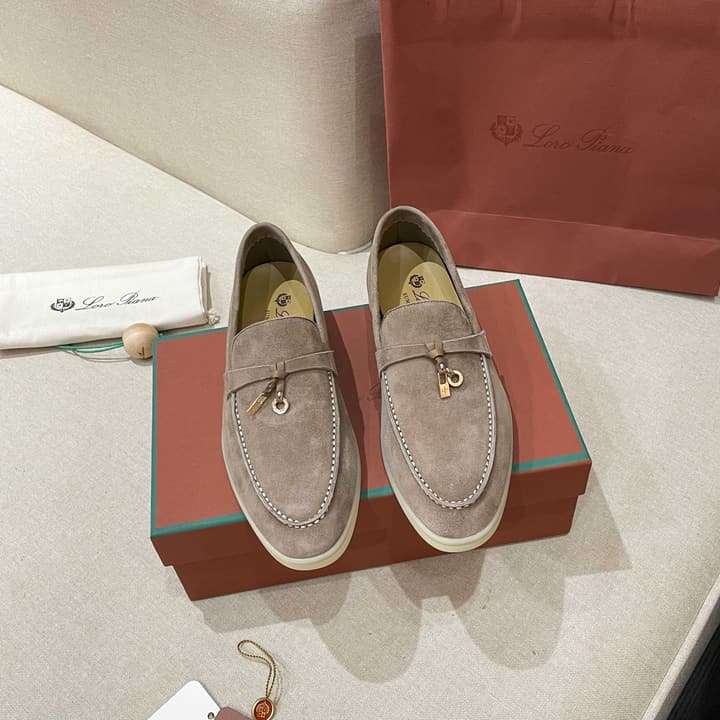 Loro Piana Summer Charms Walk Moccasin Loafers in Black Leather