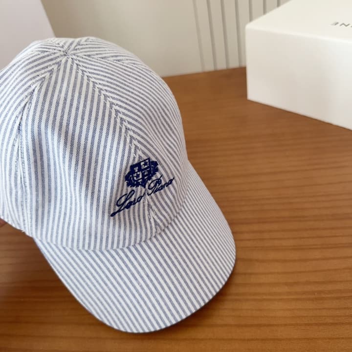 Loro Piana Baseball Cap in Cream With Tan Logo