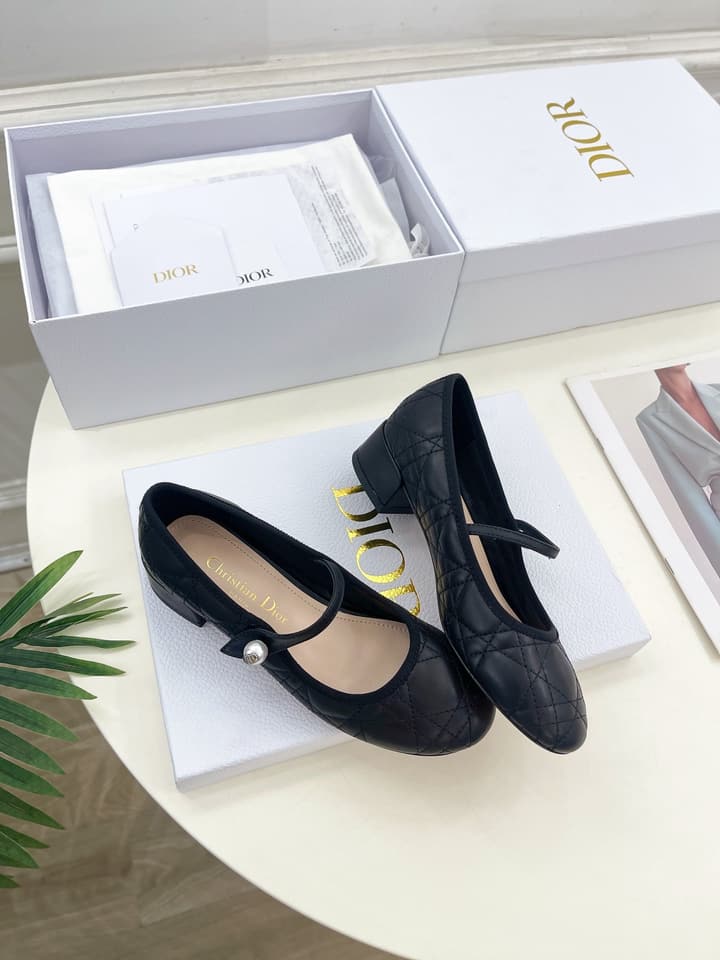 Dior Cannage Pearl Ballet Pumps – 2024 Early Spring Collection in Cream Mary Jane