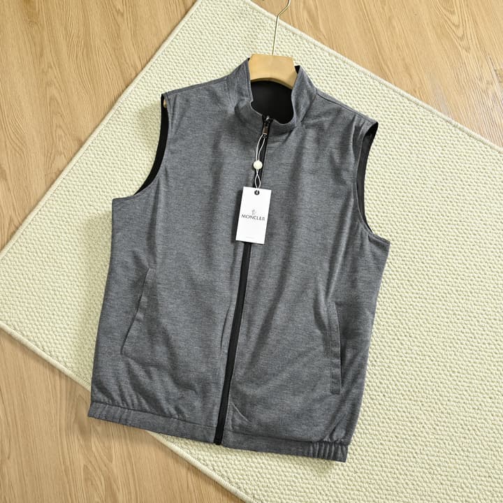 Moncler Reversible Stand-Collar Vest – 2025 Spring Collection in Black