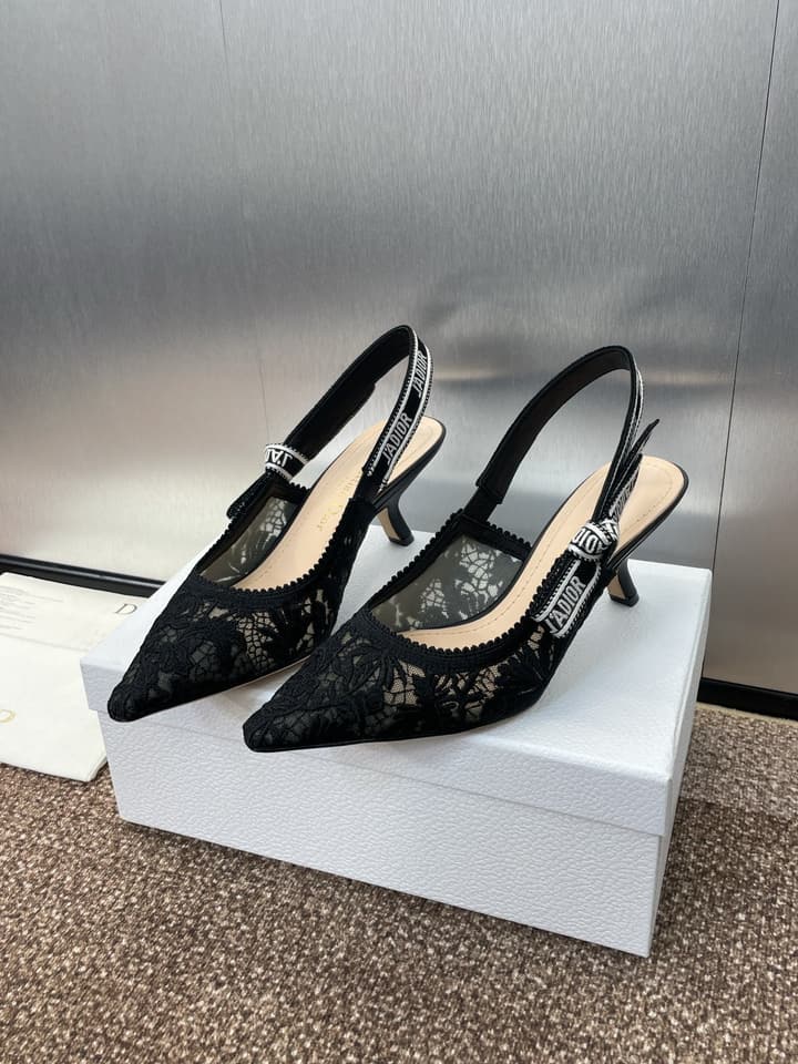 Dior J'Adior Woven Slingback Sandals – 2023 Spring/Summer Collection in Black Oblique Mesh High Contrast