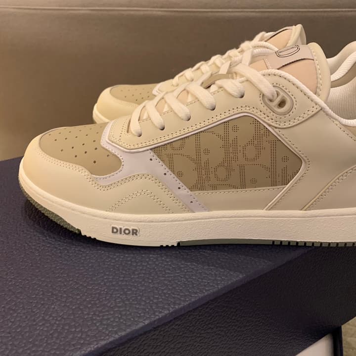 Dior B27 Low-Top Oblique Sneakers in White And Beige Oblique