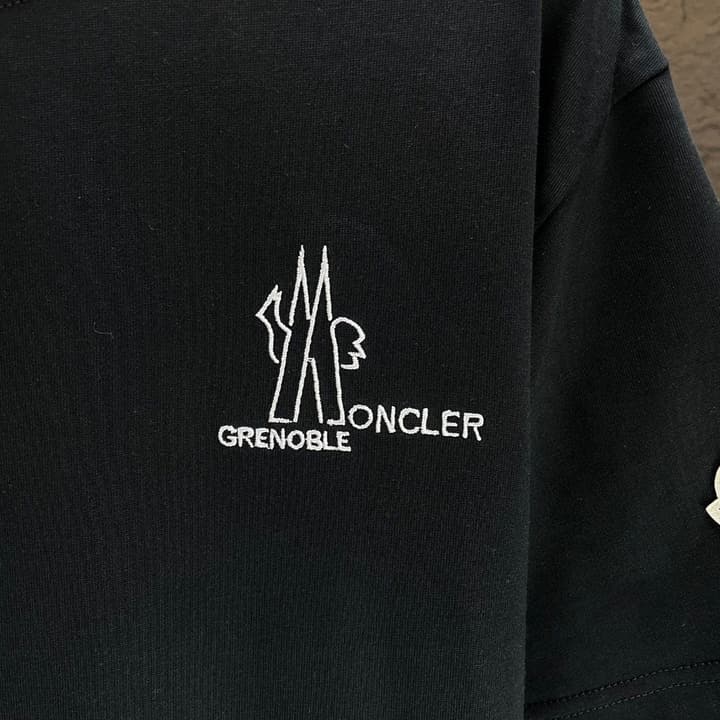Moncler Cotton Embroidered T-Shirt – 2025 Spring/Summer Collection in Dark Navy Crew Neck With Tonal Logo