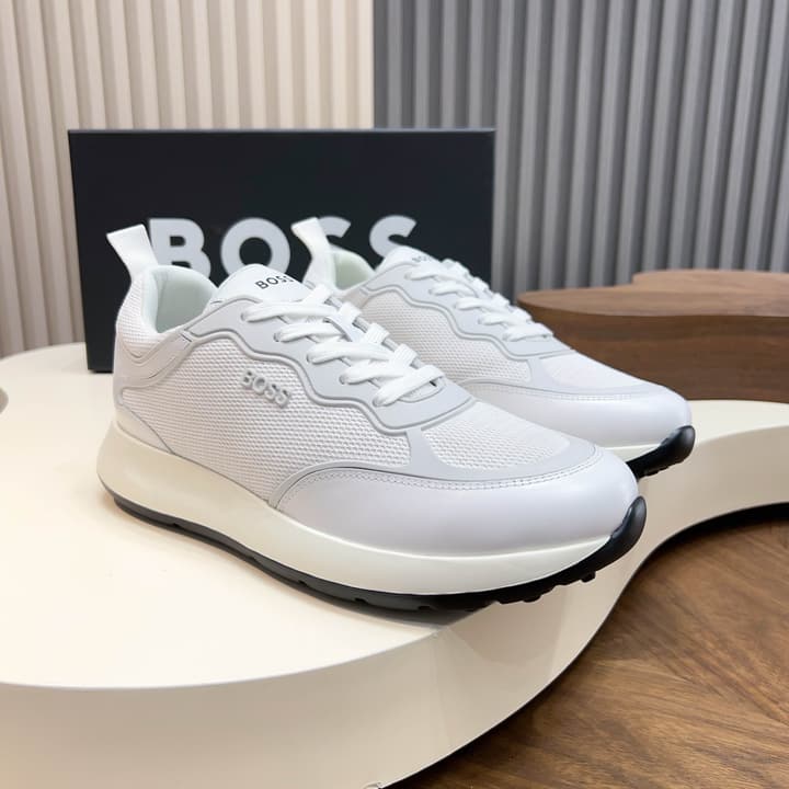 Boss Men's Knit and Leather Sneakers