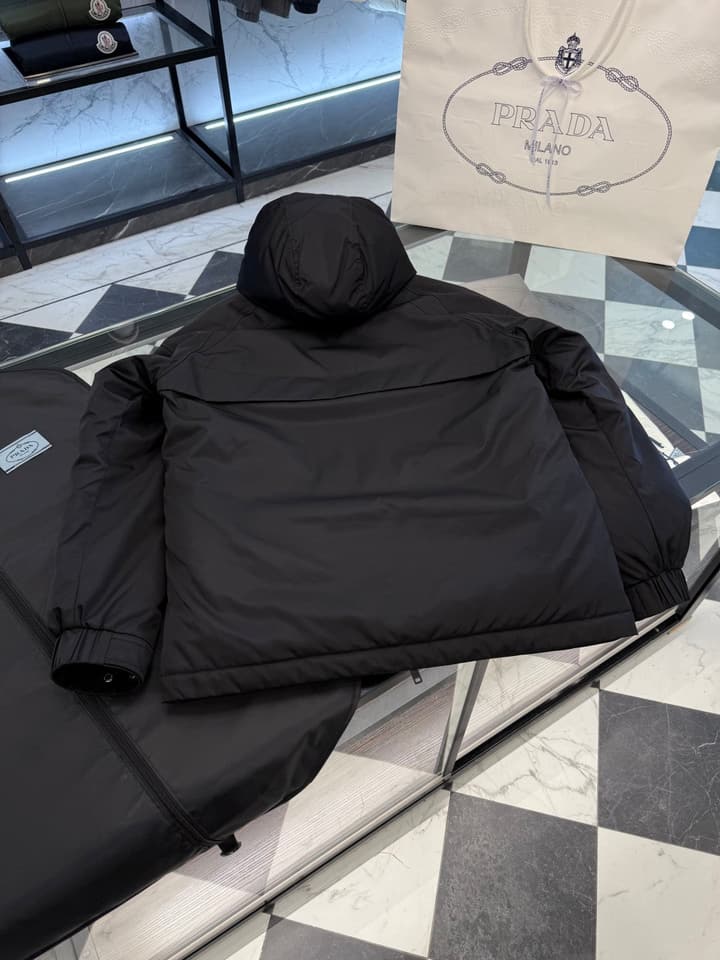 Prada Re-Nylon Classic Down Jacket in Black Re-nylon Down Jacket