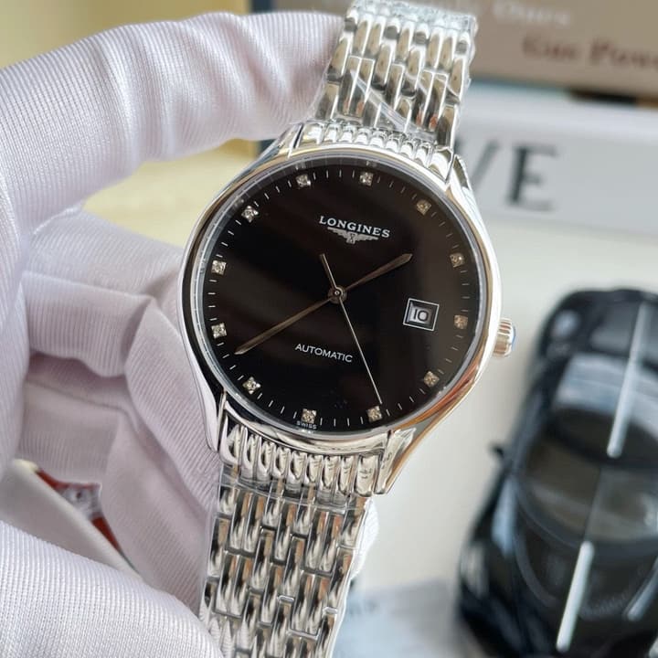 Longines Elegant Collection 39mm Automatic Watch in Black Dial Steel Bracelet