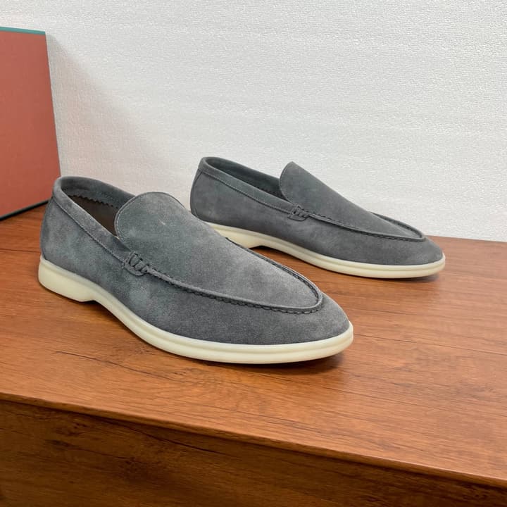 Loro Piana Suede Slip-On Loafers in Black Suede