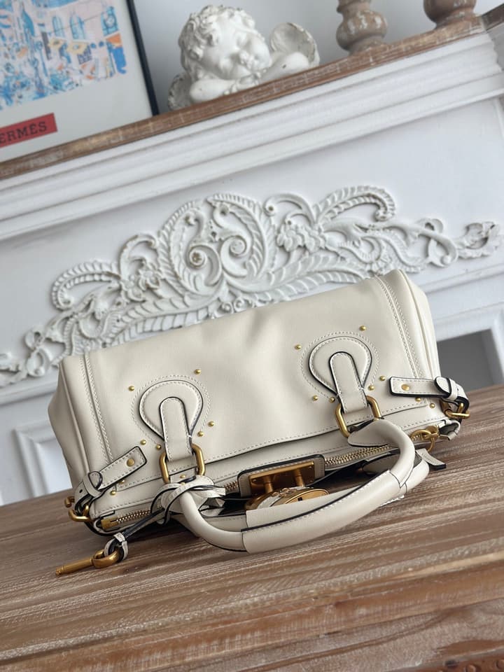 Chloé Paddington Padlock Satchel in Burgundy Leather