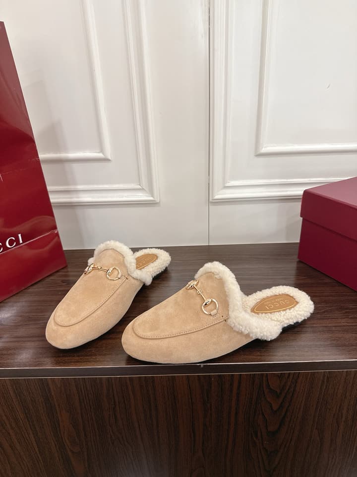 Gucci Princetown Merino Wool Mules in Black Suede With Silver Hardware