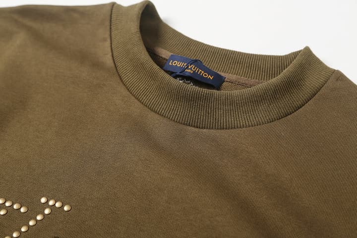 Louis Vuitton Embroidered Crewneck Sweatshirt – 25FW in Olive Green Rhinestone Sweatshirt