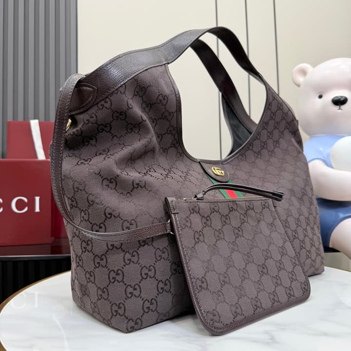 Gucci Giglio GG Canvas Tote Bag – 2026 Spring/Summer Collection in Dark Brown GG Canvas