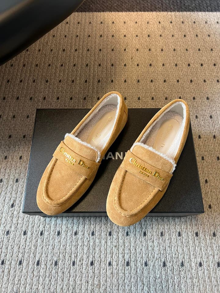 Dior Suede Fur-Lined Loafers – 25SS/FW in Black Suede