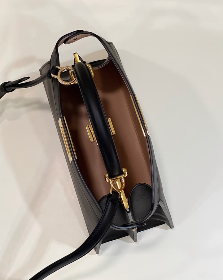 Fendi Peekaboo I See U Handbag in Black With Light Pink Pouch