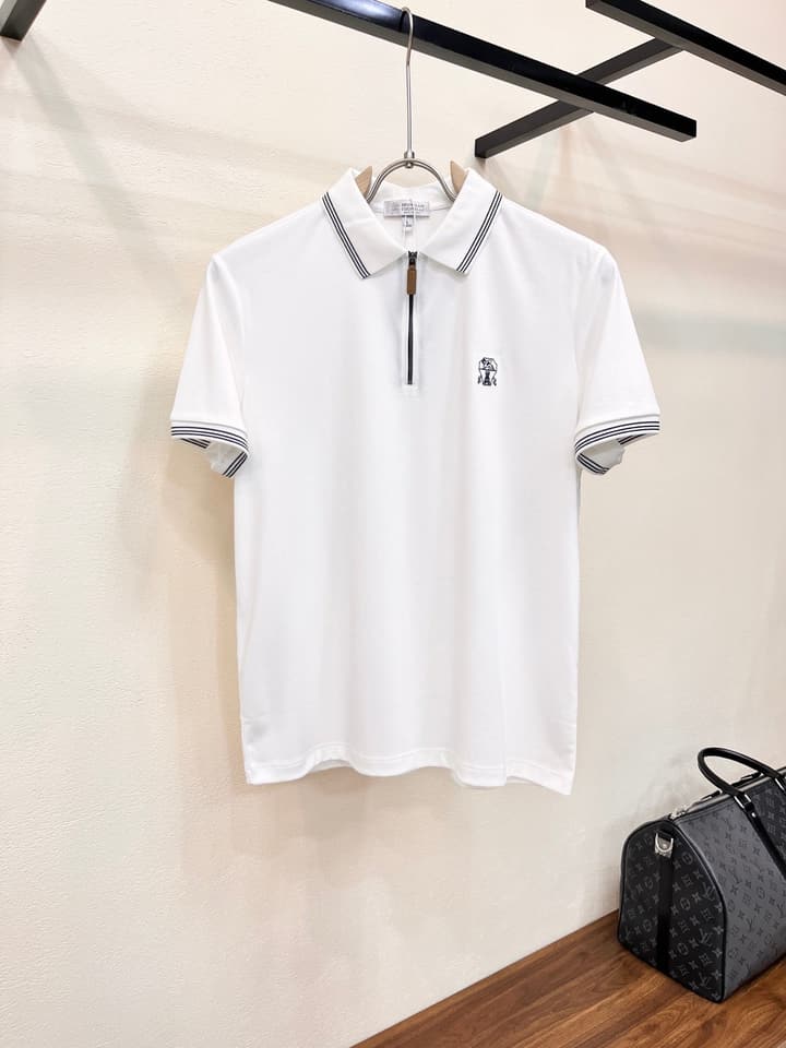 Brunello Cucinelli Embroidered Logo Polo Shirt – Spring/Summer Collection – 2026SS in Dark Brown