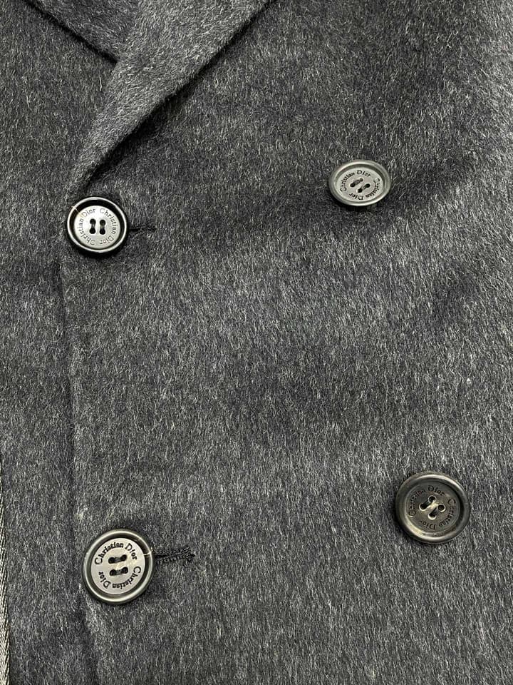 Dior Men's Wool Double-breasted Short Coat in Dark Charcoal Gray