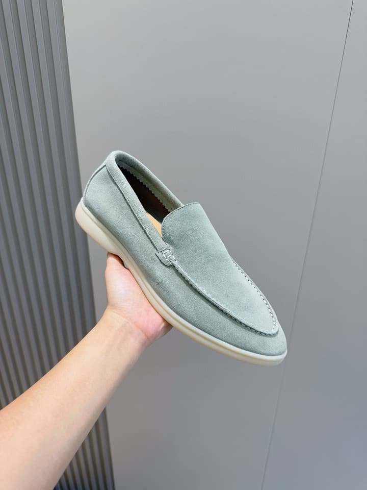 Loro Piana Italian Handmade Suede Loafers in Camel Brown Suede
