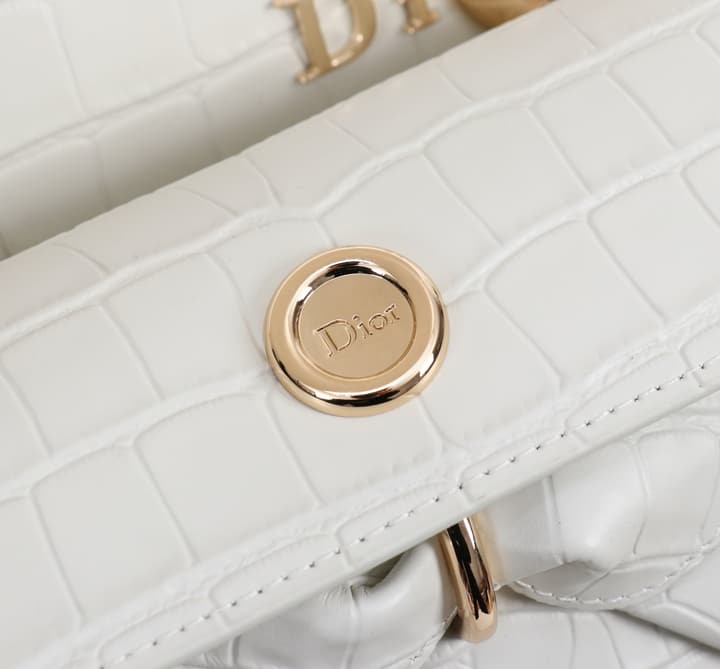 Dior Crocodile Embossed Bow Satchel Bag – 2026SS in Cream Crocodile Embossed