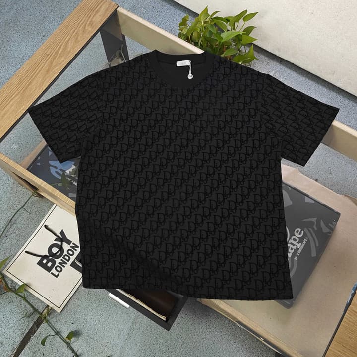 Dior Flocked Logo Print Unisex T-Shirt – 2026SS in Black