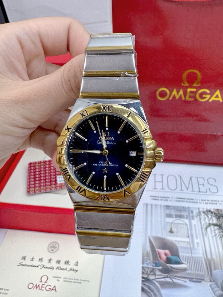Omega Constellation Mechanical Gold/Blue Dial Watch in Blue Dial 1