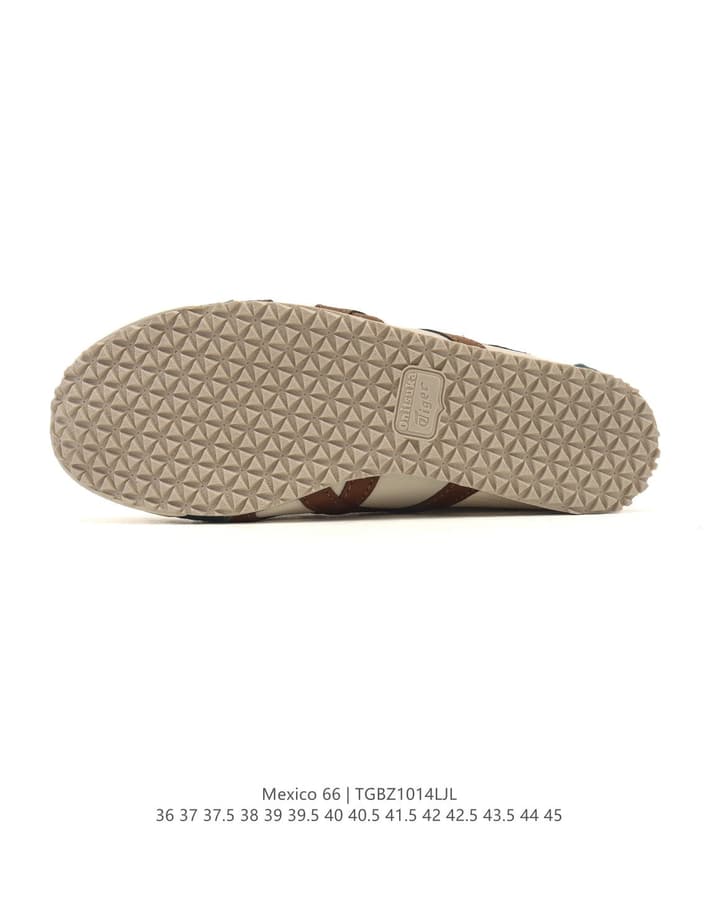 Onitsuka Tiger Mexico 66 Classic Sneakers in Cream With Brown And Dark Green Stripes