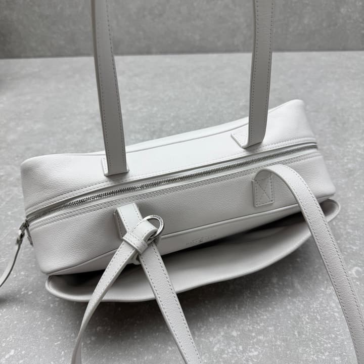 Balenciaga Carrie Leather Bowling Bag – Small in Light Blue