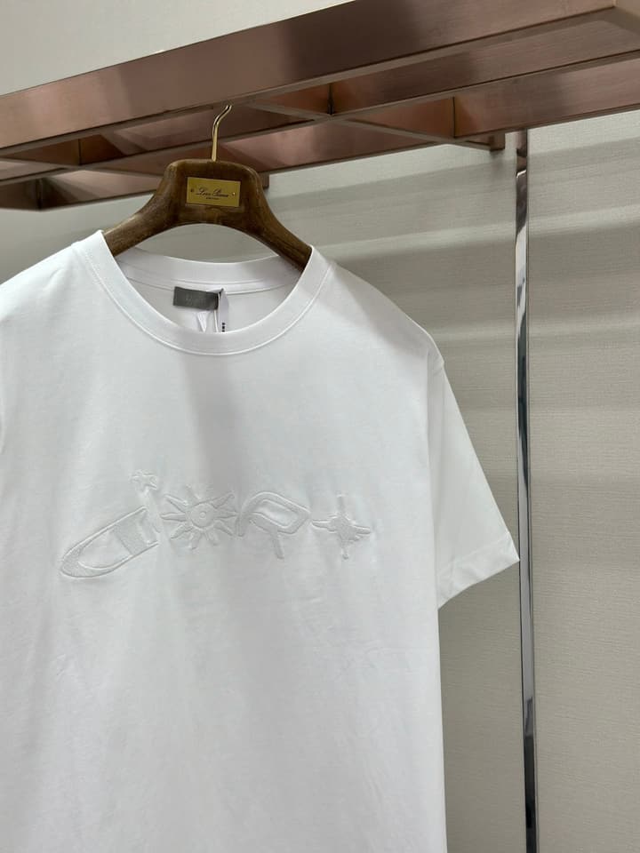 Dior Pattern Embroidered Crewneck T-Shirt in Washed Grey